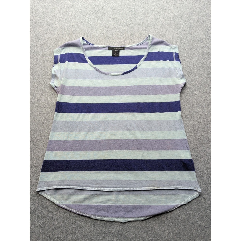 Calvin Klein Jeans Tshirt Striped Blue Sleeveless Size Small